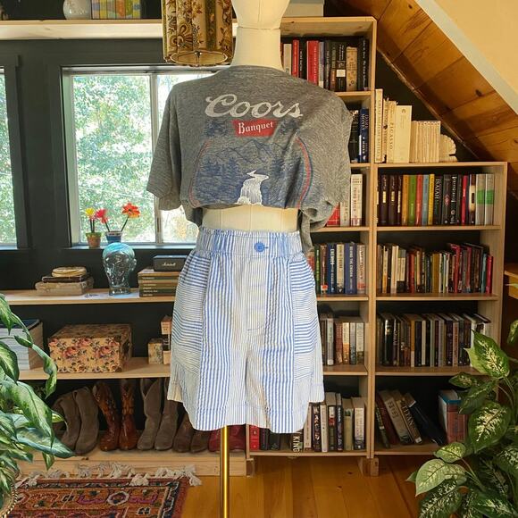 LOFT Stripe Blue Shorts Cotton - Picture 1 of 4